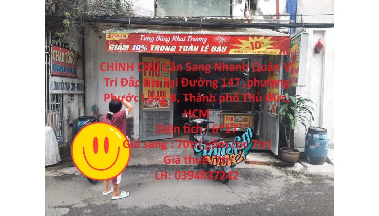 CHÍNH CHỦ Cần Sang Nhanh Quán Vị Trí Đắc Địa Tại Đường 147, TP Thủ Đức, TP HCM